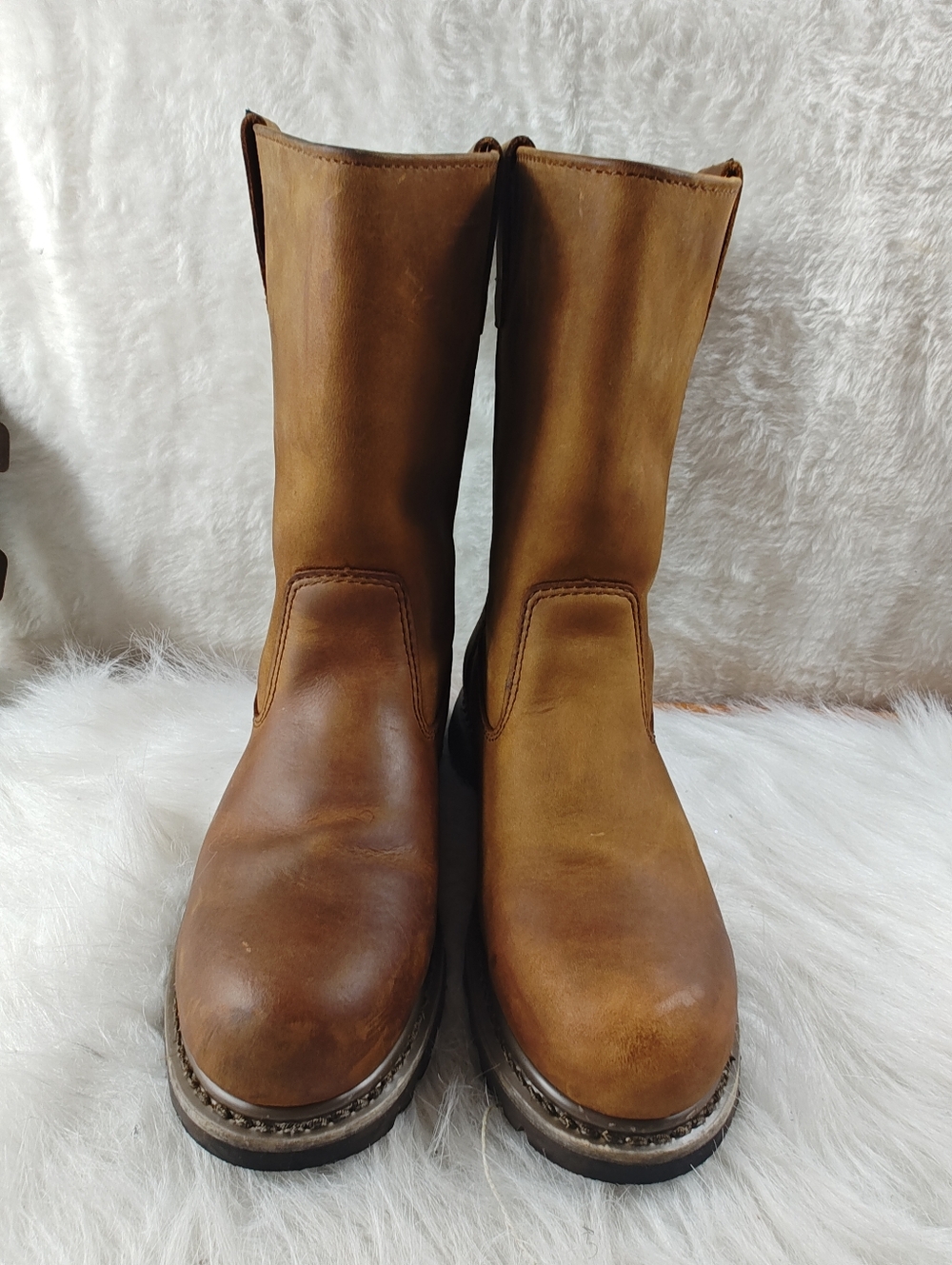 CAT Caterpillar Drawbar Steel Toe Brown Leather Work Boots Men’s 7.5 Pull-On